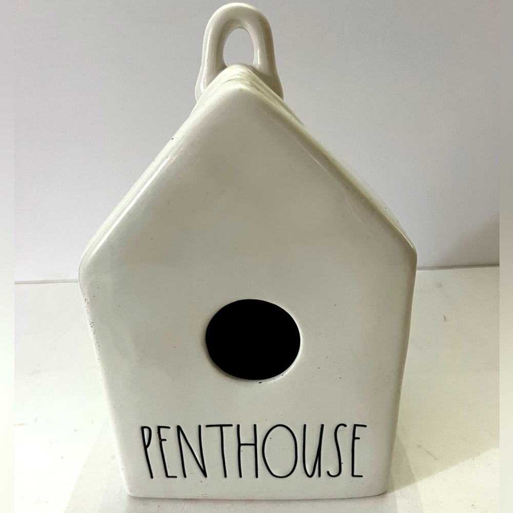 Birdhouse by Rae Dunn White Ceramic Birdhouse with 'Penthouse' Text